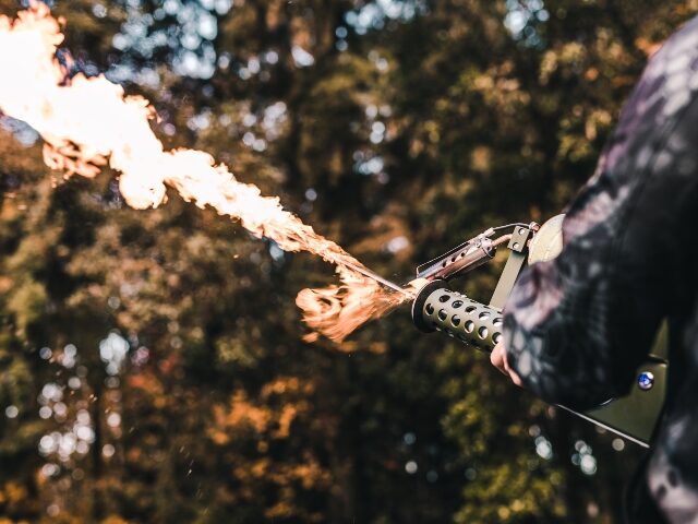 Using a flamethrower outside