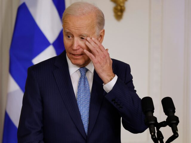 WASHINGTON, DC - MARCH 29: U.S. President Joe Biden delivers remarks while hosting a reception celebrating Greek Independence Day in the East Room of the White House on March 29, 2023 in Washington, DC. Greeks commemorate their war of independence from the Ottoman Empire, waged 1821-1829, on March 25. (Photo …