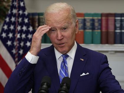 President Joe Biden speaks during an event at the Roosevelt Room of the White House on May 4, 2022 in Washington, DC. President Biden delivered remarks on economic growth, jobs, and deficit reduction. (Alex Wong/Getty Images)