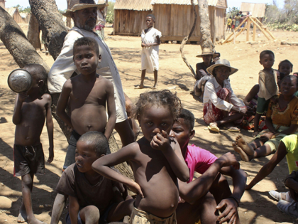 Children shelter from the sun in Ankilimarovahatsy, Madagascar, a village in the far south