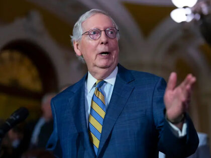 FILE - Senate Minority Leader Mitch McConnell, R-Ky., speaks to reporters following a clos