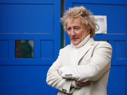 Sir Rod Stewart during a visit to the Princess Alexandra Hospital in Harlow, Essex, where