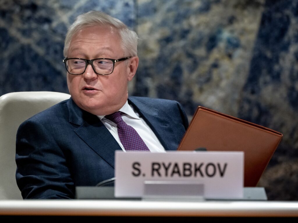 Russian Deputy Foreign Minister Sergei Ryabkov arrives to deliver a speech during a session of the UN Conference on Disarmament in Geneva on March 2, 2023. (Photo by Fabrice COFFRINI / AFP) (Photo by FABRICE COFFRINI/AFP via Getty Images)