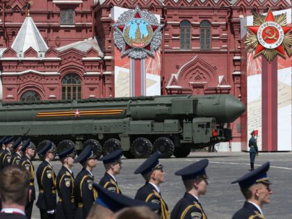 MOSCOW, RUSSIA - JUNE 24: (RUSSIA OUT) Russian nuclear missile rolls along Red Square duri