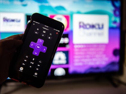 Roku Inc. remote functions on a smartphone in an arranged photograph in Hastings-on-Hudson