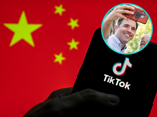 TikTok China flag, Rep. Jeff Jackson (inset)
