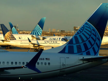 NEWARK, NJ - FEBRUARY 3: United Airlines airplanes parked at gates at Terminal C at Newark