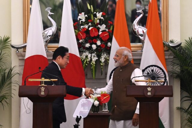 Japanese Prime Minister Fumio Kishida (L) has called India 'indispensable' to ensuring a f