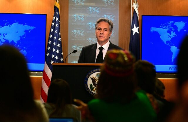 US Secretary of State Antony Blinken speaks during a news conference on the annual human r