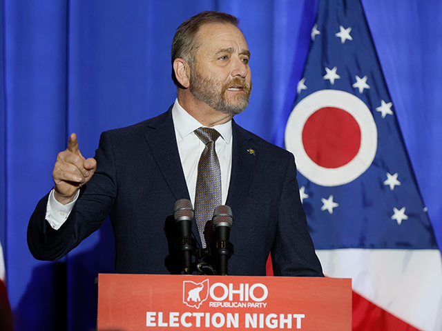 Republican Ohio Attorney General Dave Yost speaks during an election night watch party Tuesday, Nov. 8, 2022, in Columbus, Ohio. (AP Photo/Jay LaPrete)
