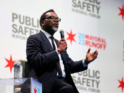 FILE - Chicago mayoral candidate Brandon Johnson participates in a public safety forum in Chicago, Tuesday, March 14, 2023. How best to manage Chicago’s financial challenges is among the many issues separating candidates Brandon Johnson and Paul Vallas heading into the April 4 runoff for mayor. (AP Photo/Teresa Crawford, File)