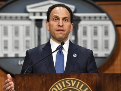 Louisville, Ky., Mayor Craig Greenberg responds to a question during a press conference at