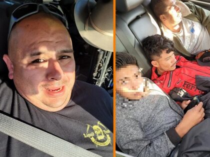 Daniel Chavez (L) and migrants he allegedly smuggled (R) (Texas Department of Public Safety)