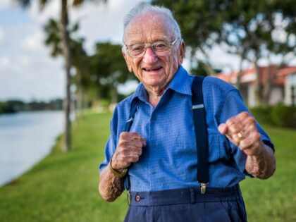 DELRAY BEACH, FL - MARCH 10: Benjamin B. Ferencz, former Chief Prosecutor for the United States Army at the Nuremberg Trials for Nazi war crimes after World War II, at his home, March 10, 2016 in Delray Beach, Florida. He is a world renowned advocate for the establishment of an …