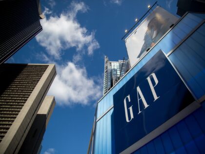 Signage outside a Gap store in New York, US, on Thursday, March 9, 2023. Gap Inc. is sched