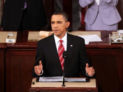 President Barack Obama gives his first State of the Union address to Congress on Capitol Hill, Wednesday, January 27, 2010 in Washington, D.C. (Robert Giroux/MCT)