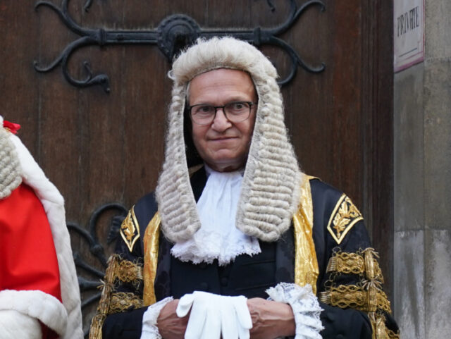ATTENTION PICTURE EDITORS, CHIEF SUBS AND PICTURE LIBRARIANS: RETRANSMITTING CHANGING Lord Thomas to Lord Burnett. The new Lord Chancellor Dominic Raab (left) alongside Lord Chief Justice Lord Burnett (centre) and Master of the Rolls Sir Geoffrey Vos (right), at the Judge's entrance to the Royal Courts of Justice, in central …