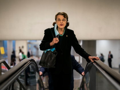 Sen. Dianne Feinstein (D-CA) makes her way through the Senate Subway on Capitol Hill on Wednesday, June 8, 2022 in Washington, DC. (Kent Nishimura / Los Angeles Times via Getty Images)