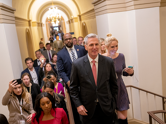 U.S. House Republican Leader Rep. Kevin McCarthy (R-CA) walks to his office during the third day of elections for Speaker of the House at the U.S. Capitol Building on January 05, 2023 in Washington, DC. The House of Representatives is meeting again to vote for the next Speaker after McCarthy …