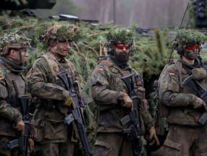 Soldiers of the German armed forces Bundeswehr are seen during an exercise at a military t
