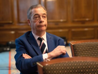 LONDON, ENGLAND - MARCH 20: Reform UK honorary president Nigel Farage listens during a party press conference on March 20, 2023 in London, England. Reform UK was founded in 2018 as the Brexit Party, advocating for a "no-deal" exit from the European Union. It later rebranded as Reform UK. (Photo …