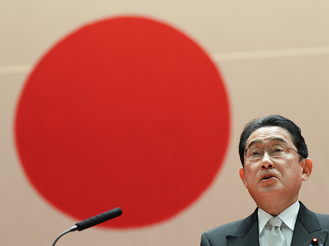 Fumio Kishida, Japan's prime minister, speaks during the National Defense Academy's gradua