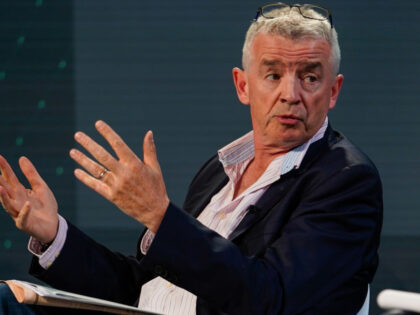 Michael O'Leary, chief executive officer of Ryanair Holdings Plc, speaks at the Bloomberg New Economy Gateway Europe conference near Dublin, Ireland, on Wednesday, April 19, 2023. The conference is focusing on the theme of "Reglobalization" exploring the forces transforming trade and industry, from banking to aviation and energy to semiconductors. …