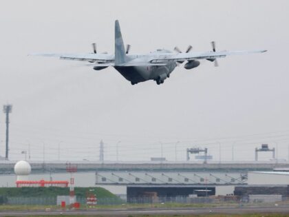 A Japan Air Self-Defense Force C-130 transport plane takes off for Djibouti in preparation for the evacuation of Japanese nationals from Sudan, at the Komaki Air Base in Aichi prefecture on April 21, 2023. - More than 300 people have been killed since the fighting erupted on April 15 between …