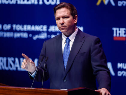 Ron DeSantis, governor of Florida, speaks during the Jerusalem Post Conference in Jerusalem, Israel, on Thursday, April 27, 2023. After DeSantis began pushing legislation that could upend Disney's theme-park development plans and regulate its monorails, and even floated the idea of building a prison near Walt Disney World, the company …