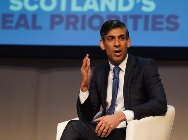 Prime Minister Rishi Sunak speaking on the first day of the Scottish Conservative party co