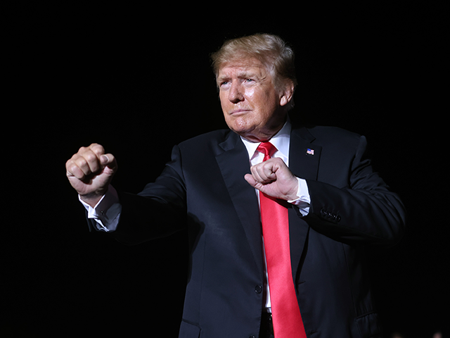 Former President Donald Trump speaks to supporters during a rally at the Iowa State Fairgrounds on October 09, 2021 in Des Moines, Iowa. This is Trump's first rally in Iowa since the 2020 election. (Photo by Scott Olson/Getty Images)