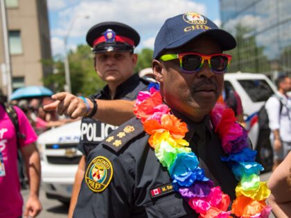 TORONTO, ONTARIO, CANADA - 2016/07/03: Chief of Police Mark Saunders arrives to partake in the 36th Pride Parade. (Photo by Roberto Machado Noa/LightRocket via Getty Images)
