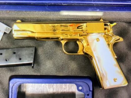 Golden gun in case