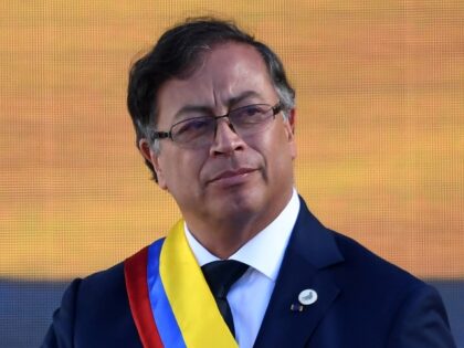 Colombia new President Gustavo Petro delivers a speech after swearing in during his inaugu