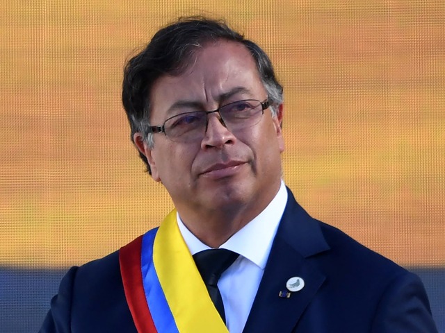 Colombia new President Gustavo Petro delivers a speech after swearing in during his inauguration ceremony at Bolivar Square in Bogota, on August 7, 2022. (JUAN BARRETO/AFP via Getty Images)