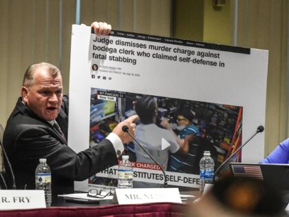 Representative Troy Nehls, a Republican from Texas, during a House Judiciary Committee field hearing in New York, US, on Friday, April 17, 2023. A Harlem bodega clerk who fatally stabbed an attacker and was initially charged with murder by Manhattan District Attorney Alvin Bragg is the star witness at the …