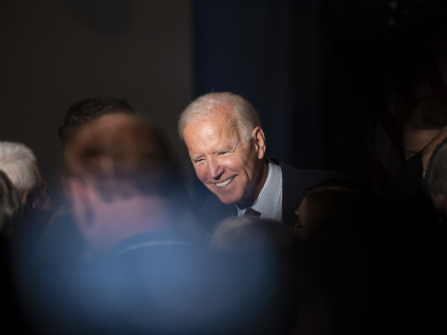 Former Vice President Joe Biden, 2020 Democratic presidential candidate, greets attendees
