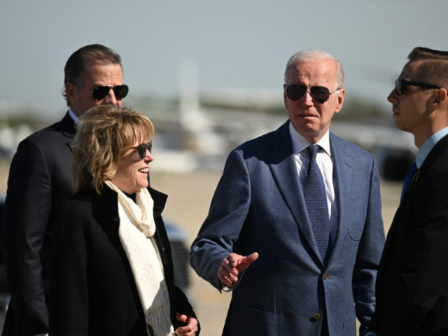 US President Joe Biden, with his sister Valerie Biden (2nd L), and son Hunter Biden (L), arrives to board Air Force One, as he departs for Northern Ireland, at Joint Base Andrews in Maryland on April 11, 2023. (Photo by Jim WATSON / AFP) (Photo by JIM WATSON/AFP via Getty …
