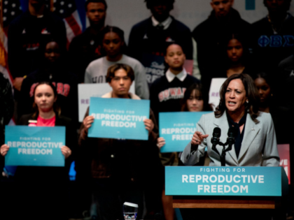 US Vice President Kamala Harris speaks on reproductive freedom, at Howard University in Washington, DC, on April 25, 2023. (Photo by Stefani Reynolds / AFP) (Photo by STEFANI REYNOLDS/AFP via Getty Images)