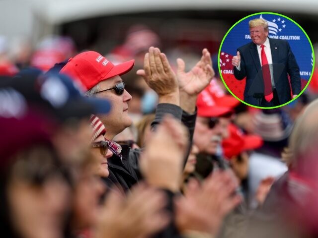 MAGA crowd (Ben Hasty/MediaNews Group/Reading Eagle via Getty Images // Inset: U.S. Presid