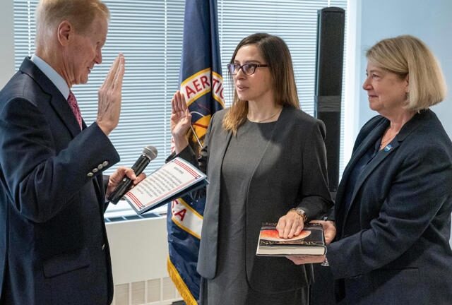The new director of NASA’s Goddard Space Flight Center chose to swear her oath of office