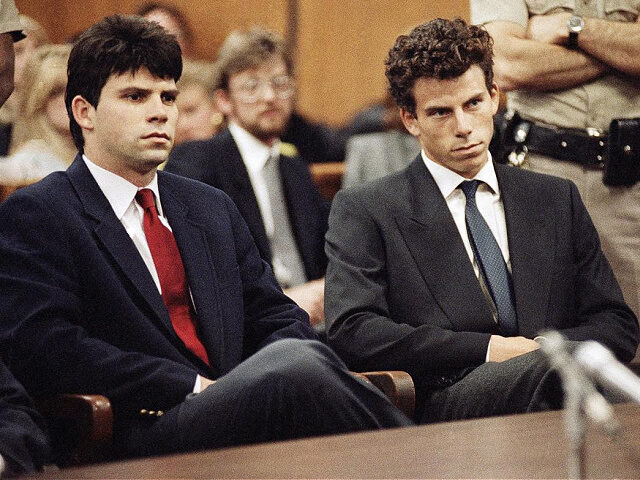 Lyle, left, and Erik Menendez sit in Beverly Hills Municipal Court where their attorneys d