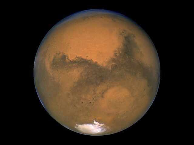 FILE - This Aug. 26, 2003, image made available by NASA shows Mars as it lines up with the