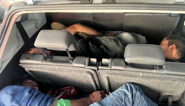 Deputies find a group of migrants locked in the rear of a human smuggler's vehicle. (Zavala County Sheriff's Office)