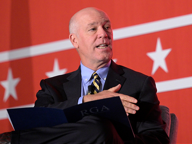 Montana Gov. Greg Gianforte poses a question while taking part in a panel discussion during a Republican Governors Association conference, Wednesday, Nov. 16, 2022, in Orlando, Fla. (AP Photo/Phelan M. Ebenhack)