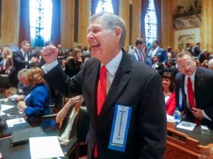FILE - Louisiana state Rep. Francis Thompson, D-Delhi, reacts after being in sworn in with other members of the Louisiana House of Representatives at the state Capitol in Baton Rouge, La., Jan. 13, 2020. The longtime lawmaker announced Friday, March 17, 2023, that he is switching political parties, from Democrat …
