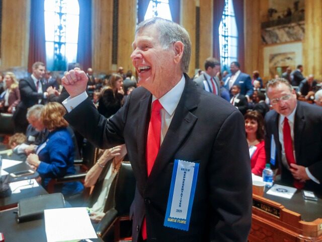 FILE - Louisiana state Rep. Francis Thompson, D-Delhi, reacts after being in sworn in with