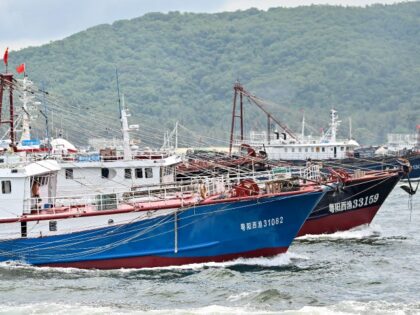 YANGJIANG, CHINA - AUGUST 16: Fishing boats set sail to South China Sea for fishing on August 16, 2022 in Yangjiang, Guangdong Province of China. The seasonal fishing ban in the South China Sea ended on Tuesday.
