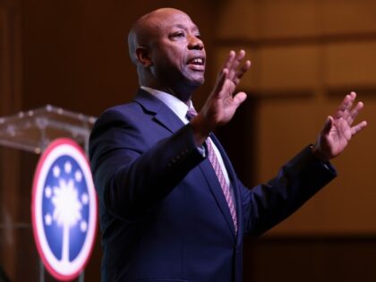 CHARLESTON, SOUTH CAROLINA - MARCH 18: Sen. Tim Scott (R-SC) speaks at the Vision ’24 National Conservative Forum March 18, 2023 in Charleston, South Carolina. The event, hosted by the Palmetto Family Council, is intended to provide conservative politicians an opportunity to outline their vision for the United States ahead …