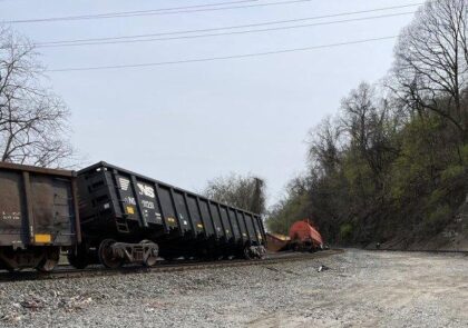 A Norfolk Southern train derailed in Pittsburgh on Saturday, marking the third time one of the company’s trains has derailed in two months. Photo courtesy Pittsburgh Public Safety